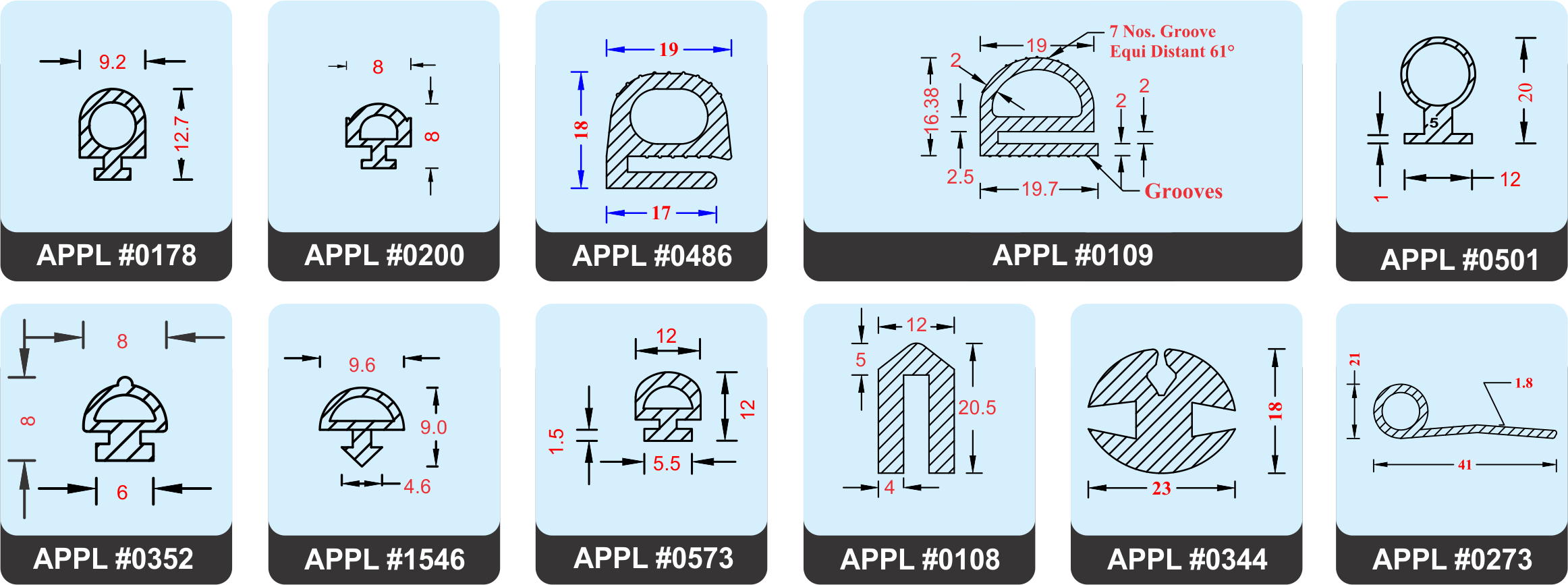 Silicone Extruded Door Gaskets