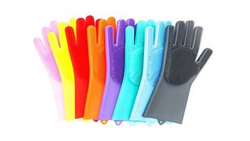 Silicon Dishwashing Gloves with Wash Scrubber